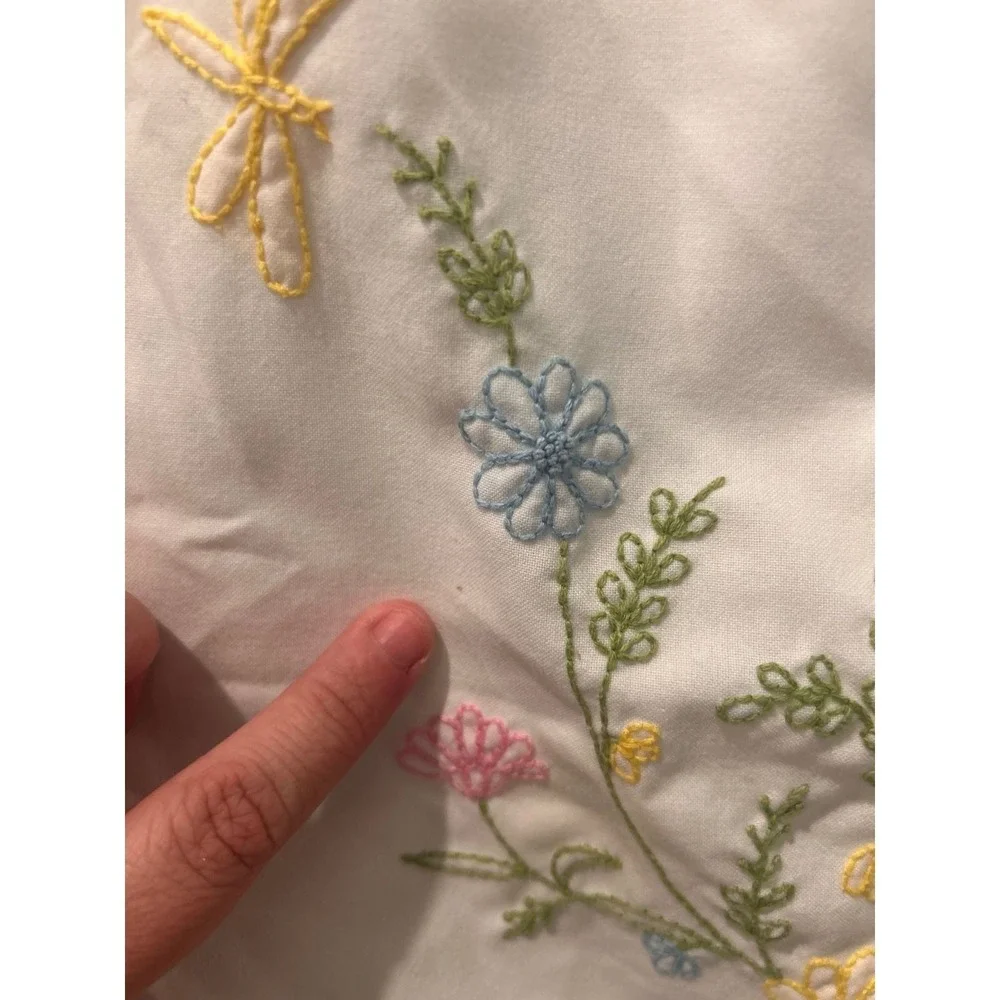 Sweet Dreams Girls Size 6 Dress White Floral Embroidered Lime Polka Dot‎